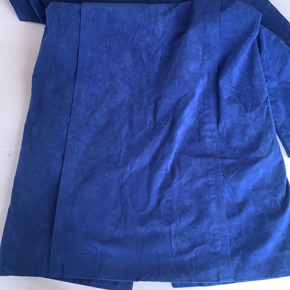 A Trigere Coat Vintage Suede Coat Long Open Soft Blue Size Large - Picture 11 of 13